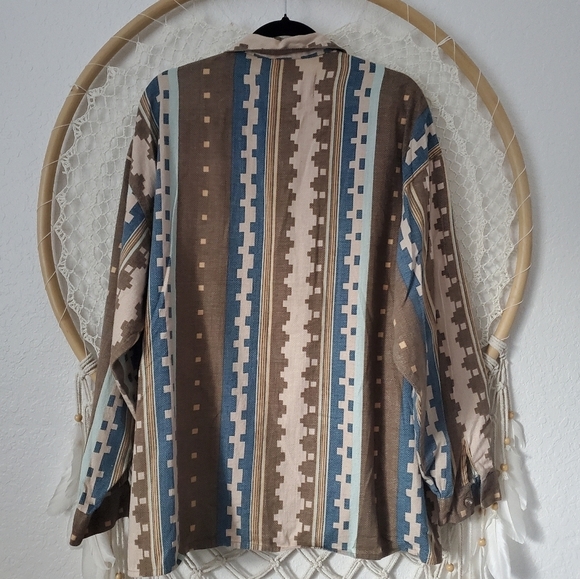 Vtg 90s Y2K Tangibles Full Zip Front Aztec Western Equestrian Shirt Shacket L - Picture 8 of 8